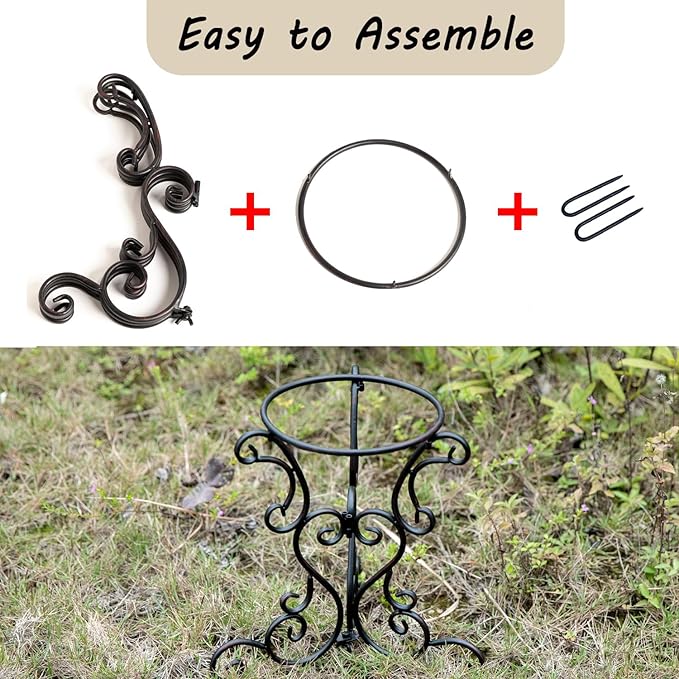 Gazing Globe Stand, Gazing Ball Stand for 8-10 Inches Garden Gazing Globes, Outdoor Garden Black Metal Scroll Gazing Globe Display Stand