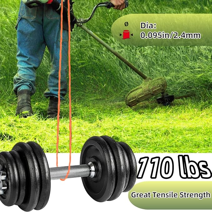 2-Pack String Trimmer Line .095 Compatible with Ego String Trimmer 095 Weed Eater String Pre-Cut Dual Color 3-section Fast-positioning Twisted Trimmer Line Universal Fit Weed Wacker String 14 ft