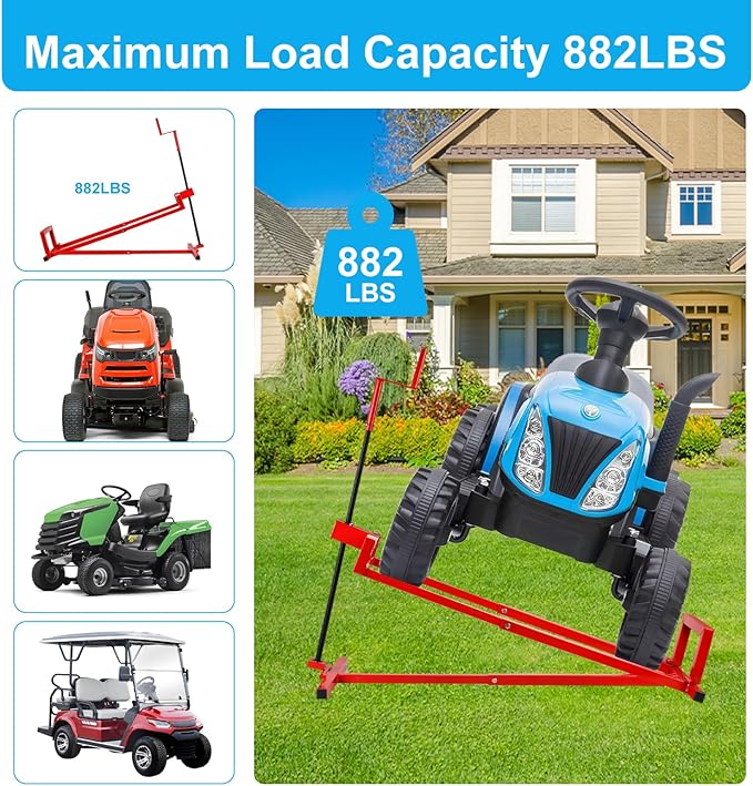 Lawn Mower Lift Jack, Lifting Platform 882 Lbs Capacity Telescopic Maintenance Jack with Manual Handle and Power Tool Extension Handle, Ride on Lawn Mower for Garden Tractors & Riding Lawn Mower