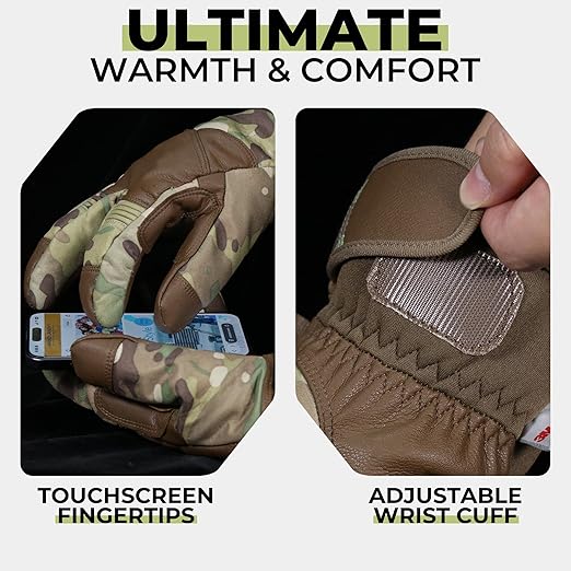 HANDLANDY Waterproof Insulated Work Gloves, 3M Thinsulate Thermal Winter Gloves for Men Women Touch Screen, Warm Ski Snowboard Cold Weather Gloves (Camo, Large)
