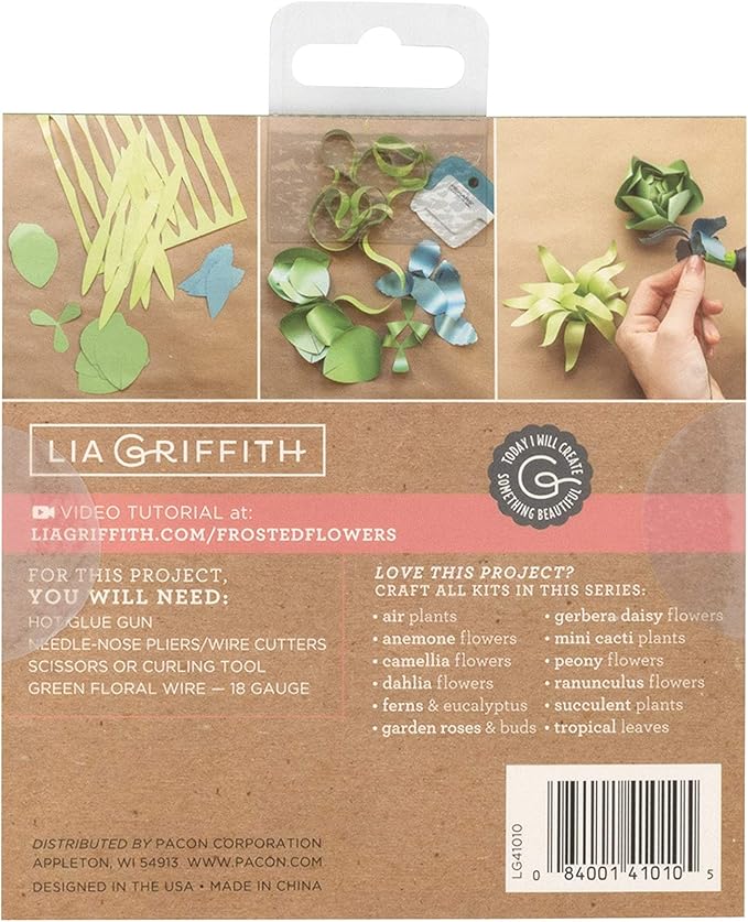 Lia Griffith Succulent Frosted Paper Plants, 6" x 6.5", Colors May Vary 23 Count
