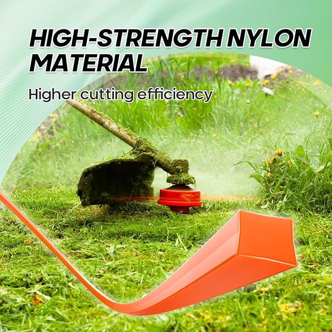 String Trimmer Line .080", 225 Feet Weed Eater String, Square Trimmer Line for Universal Replacement, Orange Premium Nylon String Trimmer Line for Light Grass&Weeds
