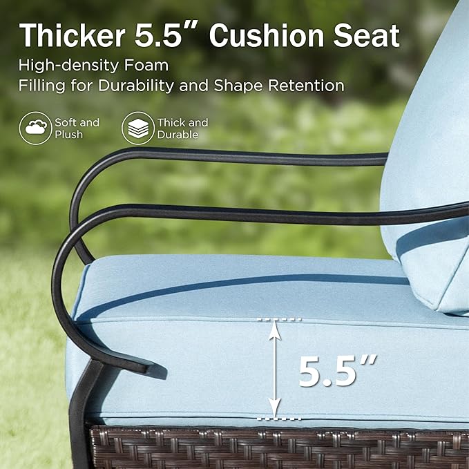 Rocking Patio Sofa Chairs - 2 PCS Outdoor Rocking Armchairs, Patio Seating with High Back Deep Seat for Porch Deck Balcony