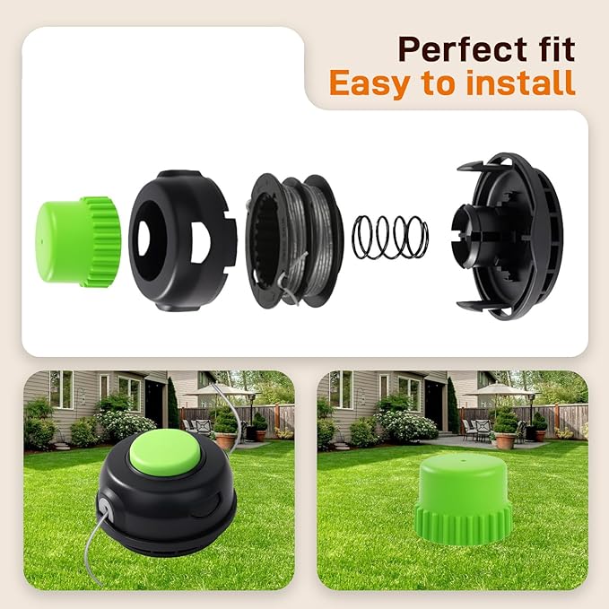 SB00L00 Spool Replacement Bump Trimmer Head 2926507 Compatible with Greenworks ST40L00 ST60V ST60L210 ST60L00 ST60B00 80V ST80L200 Front Mount String Trimmer Weed Wack,Pre-Wound 0.080" 17Ft Dual Line