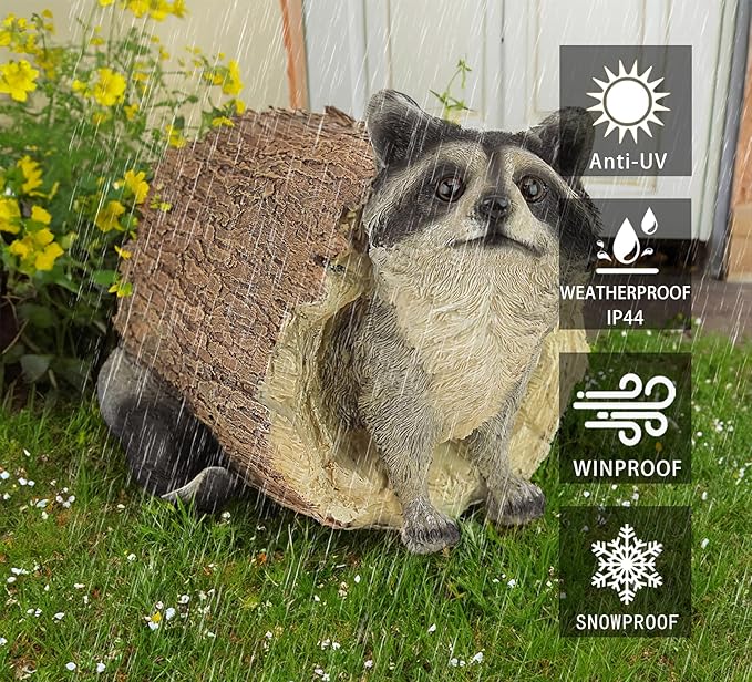 Teaeeno Garden Raccoon Decor Outdoor Animal Statue,Raccoon Decoration Large Lawn Ornament,Outdoor Decor Yard Lawn Home Decoration Yard Art,Garden Animal Rustic Decor,Outdoor Raccoons Gift