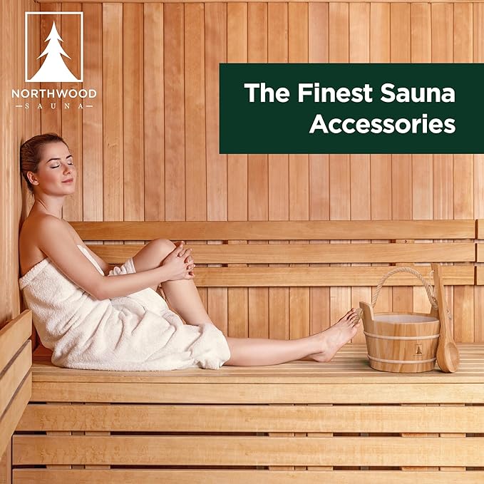 Sauna Accessories Kit - Handmade from Canadian Red Cedar Wood - Core Set (Bucket & Ladle, Thermometer & Hygrometer, Sand Timer, Aromatherapy Cup)