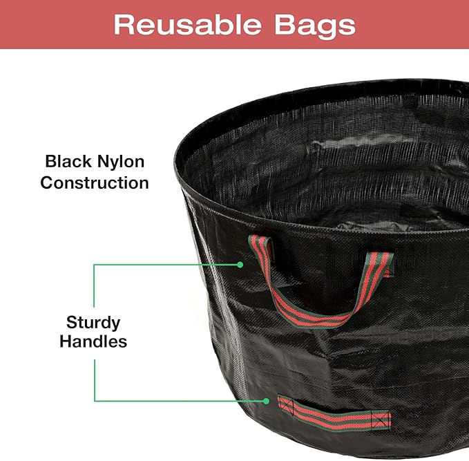 Excello 4-Pack 72 and 63 Gallon Reusable Heavy Duty Gardening Waste Bag Set with Gloves (Black)