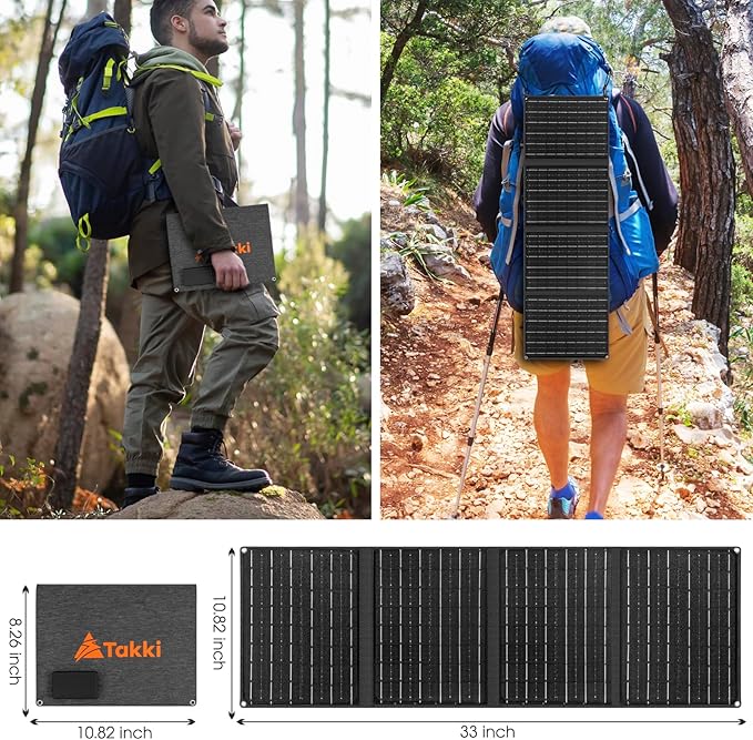 Takki Solar Generator 277Wh Portable Power Station with Solar Panels 40W Included 450W Peak 110V Pure Sine Wave AC Outlet DC USB Ports for Camping CPAP Emergency Tent Outdoor