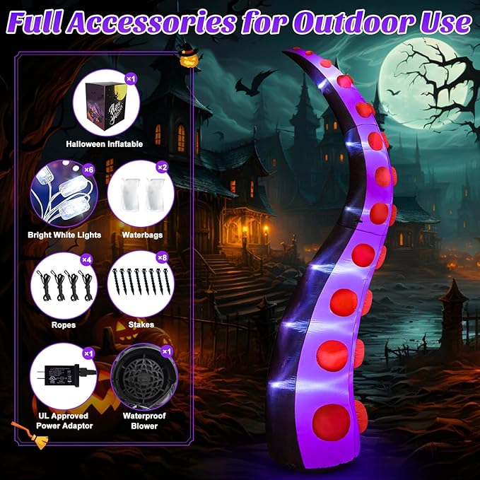 Danxilu 14 FT Huge Halloween Inflatables Octopus Tentacles Decorations Outdoor Built-in LED Lights Scary Giant Inflatable Octopus Arms Halloween Blow Ups for Yard Holiday Party Decor Lawn Outside