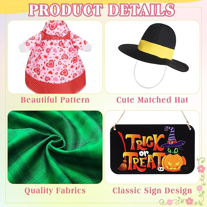 8 Set Seasonal Holiday Goose Outfits Hanging Signs Fall Halloween Christmas Porch Statue Outfits All Seasons Holiday 23" Goose Clothes Patio Lawn Outdoor Decors(Classic Style)