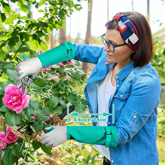 Long-Gardening-Gloves for Women/Men - Thorn Proof Rose Pruning Gloves Heavy Duty Gauntlet-M