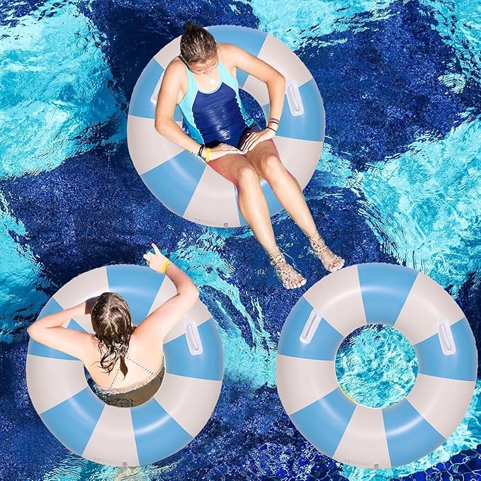 2PCS Large Swimming Pool Tubes Inflatable Pool Floats for Adult Swim Ring Floaties Inflatable Swimming Pool Raft Summer Beach Lounger Float Party Supplies