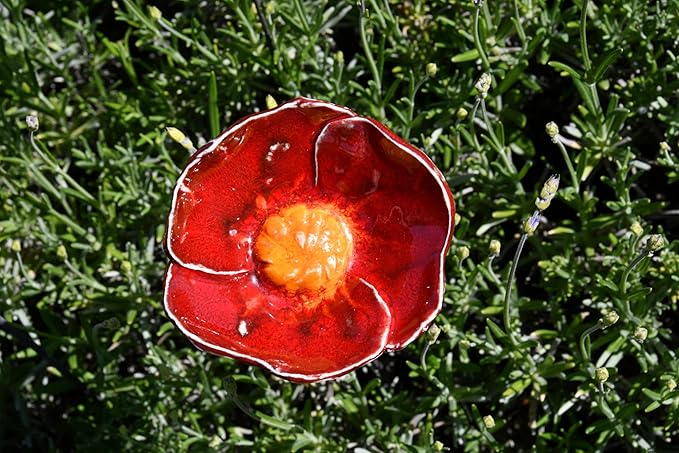 Ceramic Garden Decor - Flower Lawn Stake - Outdoor Statue - Perfect, Unique Gifts for Gardeners Woman, Men, Yard Gifts - Handmade, Frostproof