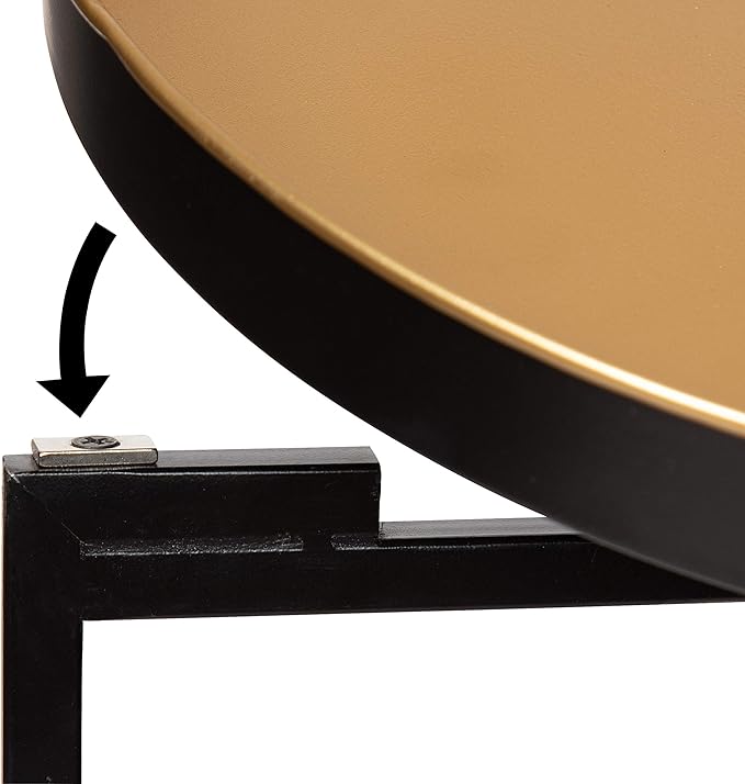 Kate and Laurel Celia Round Foldable Tray Accent Table, 14" x 14" x 25.75", Black and Gold, Modern Minimalist Design and Detachable Magnetic Tabletop