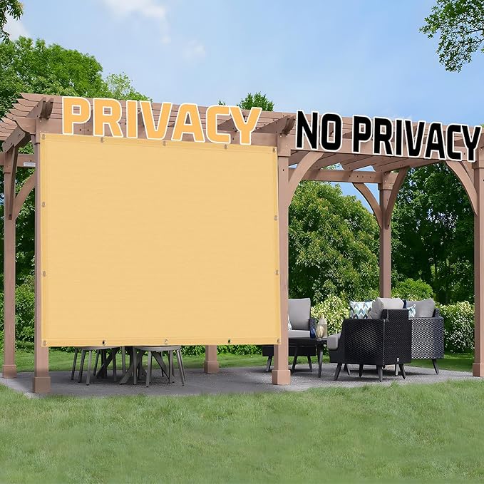 SUNNY GUARD Shade Cloth Custom Size 13x24 FT Sun Shade Screen Fabric Shade Cover Tarp with Grommets for Pergola Backyard Garden, Sand(We Customized)
