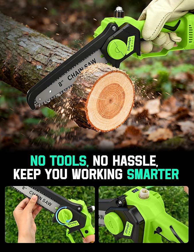 Pole Saws for Tree Trimming, 2-in-1 Electric Pole Saw & 8” Mini Chainsaw Cordless with Extension Pole, 15FT Max Reach Pole Saw Battery Powered, Tree Trimmer Limb Branch Cutter Pruner, 2×3.0Ah Battery