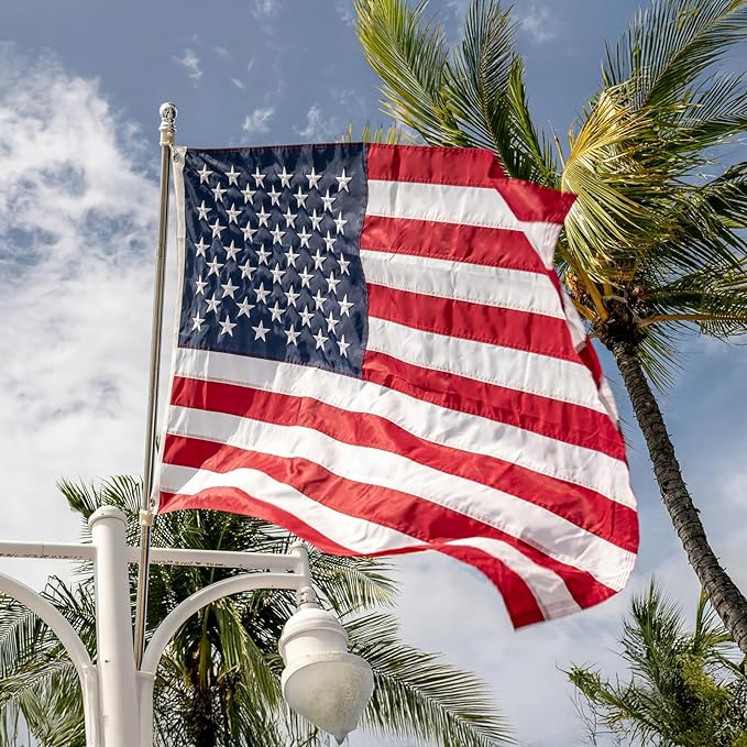 High Wind American Flag for Outdoor 15x25 Ft - Heavy Duty Allegiance US Flag with Embroidered Stars, Sewn Stripes & Brass Grommets All Weather Fade Resistant for Outside Use