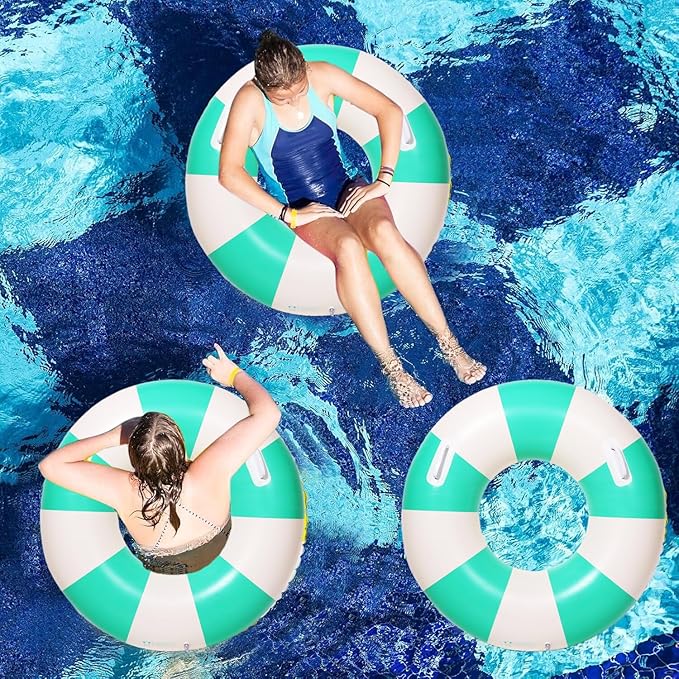 2PCS Large Swimming Pool Tubes Inflatable Pool Floats for Adult Swim Ring Floaties Inflatable Swimming Pool Raft Summer Beach Lounger Float Party Supplies