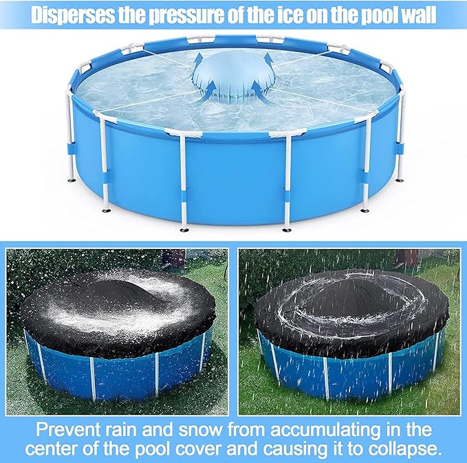 3pcs Pool Air Pillows for Above Ground Pools - 4ft Dia. Winter Closing Winterizing Kit with Ropes, Thicken PVC Ice Equalizer Support, Swimming Pool Patio Furniture Cover Airbag