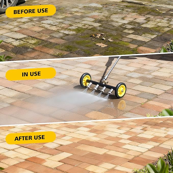 JANZ 16'' Pressure Washer Undercarriage Cleaner and Water Broom Attachment with Foam Cannon, 3 Pcs Extension Wands and 16 Nozzles - 4000PSI, 1/4'' Connector - for Electric and Gas Power Washers