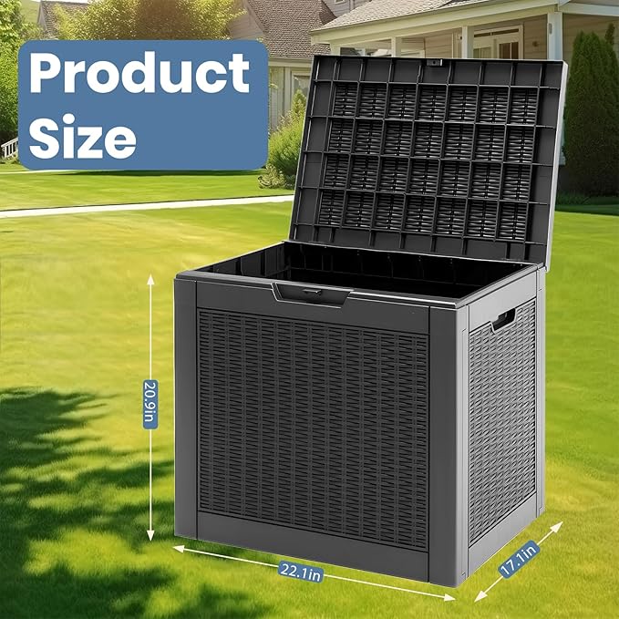 DUMOS 31 Gallon Deck Box, Lockable Outside Storage Box for Outdoor Use, Outside Waterproof Resin Package Delivery Box for Backyard Patio Garden