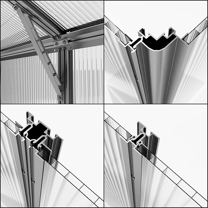 Greenhouse Topas 5 Aluminum Frame 7.4 x 10.6 ft with Approx. 6 mm Polycarbonate Panels