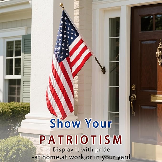 american flag 2.5x4ft, Heavy Duty Polyester USA Flag Outdoor with Embroidered Stars, Sewn Stripes,Brass Grommets for Indoor, Outdoor, All Weather