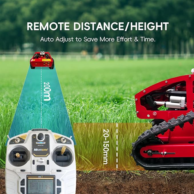 Remote Control Lawn Mower, 196cc EPA Engine, 55 cm/ 21.6 inch Mowing Width RC Mower, Crawler Mower with 45°Climbing Capacity, Wireless Grass Cutting Machine for Yard, Garden, Orchard, Grassland