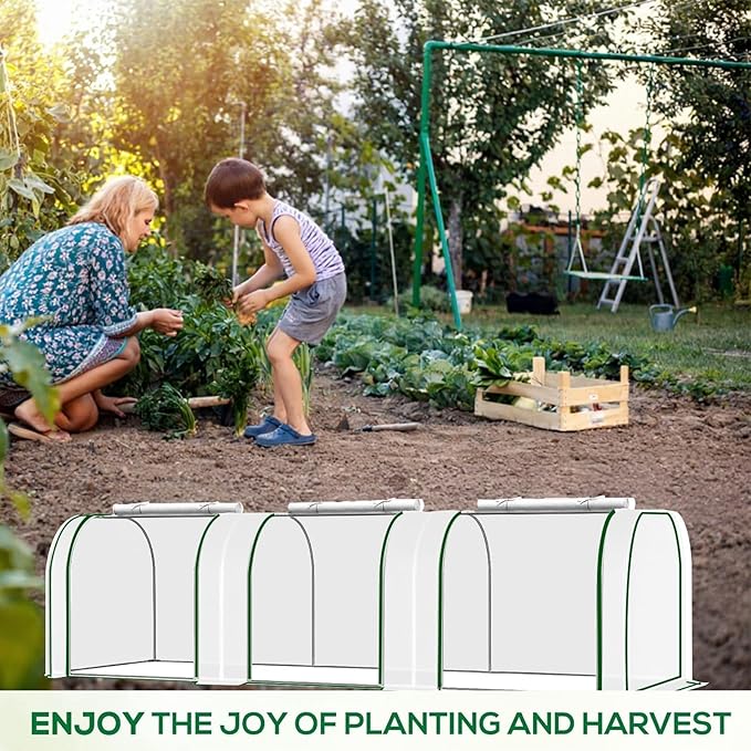 Mini Greenhouse with Roll-Up Zipper Door, Heavy Duty PE Cover, Sturdy Steel Frame, Portable Garden Plant Tent for Indoor Outdoor, Balcony, Patio, Seedlings, Fruits & Vegetables, 297x100x80Cm