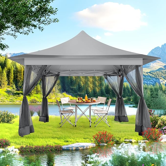 COBIZI 12x12 Pop Up Gazebo On Clearance Canopy Tent Easy Up Outdoor Gazebo Waterproof Upgrade with Mosquito Nettings and Carry Bag for Patio Garden Lawn
