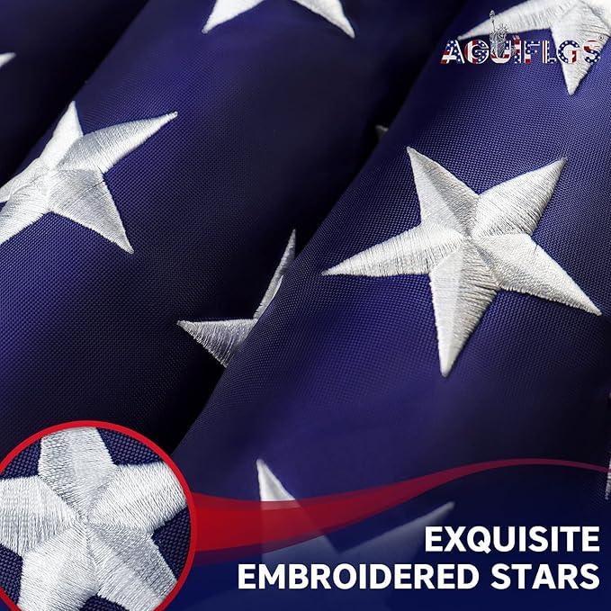 American Flag 3x5 Ft for Outside, Heavy Duty Nylon US Flag for High Wind, Durable Embroidered Stars, Sewn Stripes, Brass Grommets, Fade Resistant Waterproof USA Flags