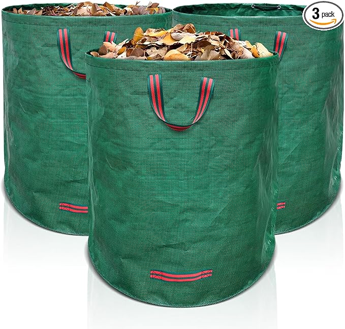 Gardenpal 3 Pack 72 Gallon Reusable Yard Waste Bag, Heavy Duty, Upright Lawn Bags with 4 Reinforced Handles (72 Gallon/3 Pack)
