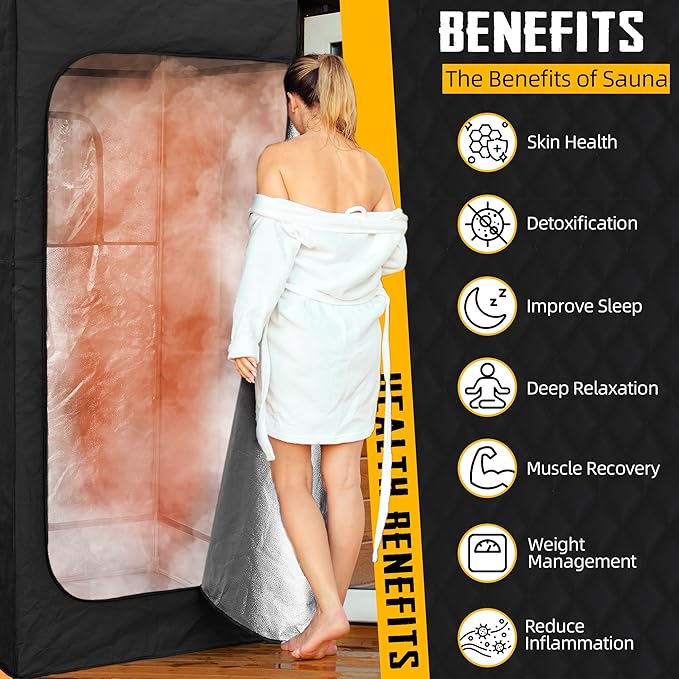 Portable Sauna for Home, 2.6L Steamer Portable Steam Sauna for Home, Personal Sauna with Big Sauna Chair, Remote Control, Oxford Fabric, 2.6’ x 2.6’ x 5.9’, Black, 1000W