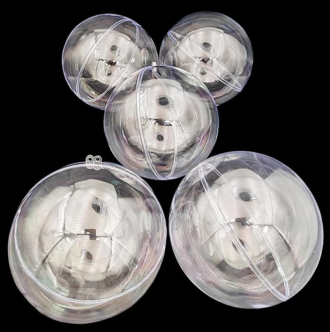 Acrylic Hollow Ball, Clear Plastic Fillable Ornaments Ball, DIY Clear Plastic Balls for New Years Present,Xmas Tree,Home Decoration,Wedding,Party (14cm/5.51inch,5pcs)