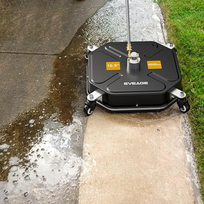 EVEAGE 16.5" Pressure Washer Surface Cleaner - Stainless Steel Power Washer Surface Cleaner with 4 Wheels & 2 Extension Wands, 4000PSI Power Washer Accessories Attachment