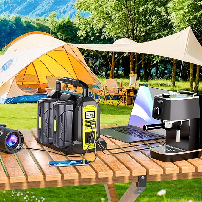 350W Power Inverter for Ryobi 40V Li-ion Batteries,4-Port Supply Inverter Generators Converter DC 40V to AC110V ~120V with LED Light,3 USB-A,1 Type-C,1DC Port, for Outdoor Travel Camping