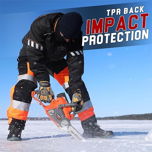 HANDLANDY Winter Water Resistant Work Gloves for Men, Insulated Heavy Duty Mechanic Glove for Cold Weather (Coffee-insulated, X-Large)