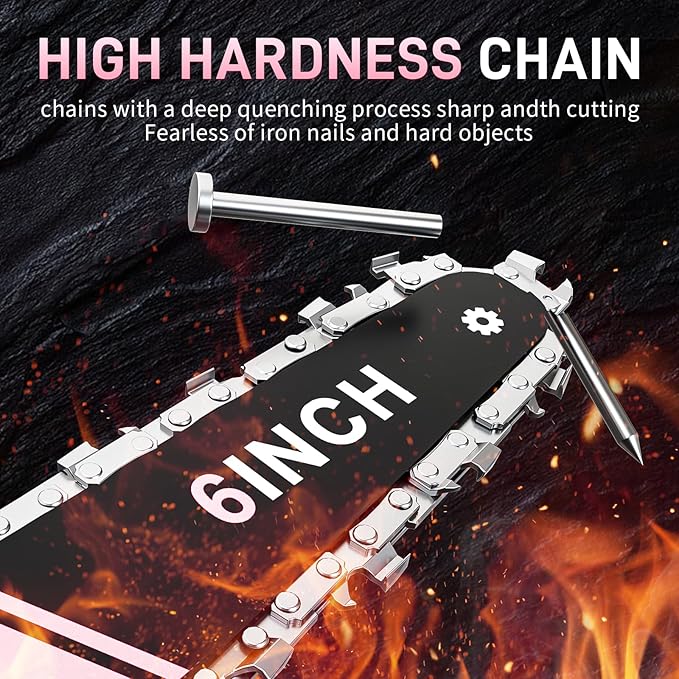 Mini Chainsaw, 6 inch Mini Chainsaw Cordless, Small Hand held Electric Power Chain Saw 2 Battery Powered Operated, Household and Garden for Tree Trimming Wood Cutting, Gifts for Father Husband Men