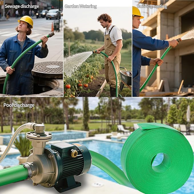 1.5" x 100' Pool Backwash Hose: Pool Drain Hose, Sump Pump Hose with Heavy-Duty 3-Layer, Lightweight, Kink-Resistant for Pool Drain, Irrigation