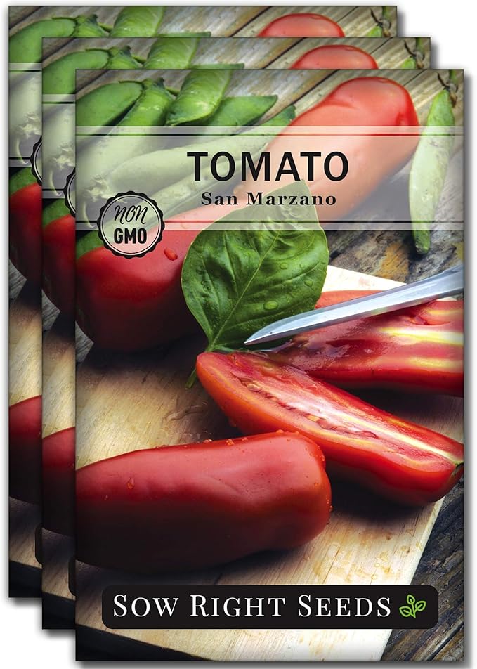 Sow Right Seeds - San Marzano Tomato Seeds for Planting - Non-GMO Heirloom Packet with Instructions to Plant a Home Vegetable Garden - Italian Classic Red Variety - Great for Sauce and Canning (3)