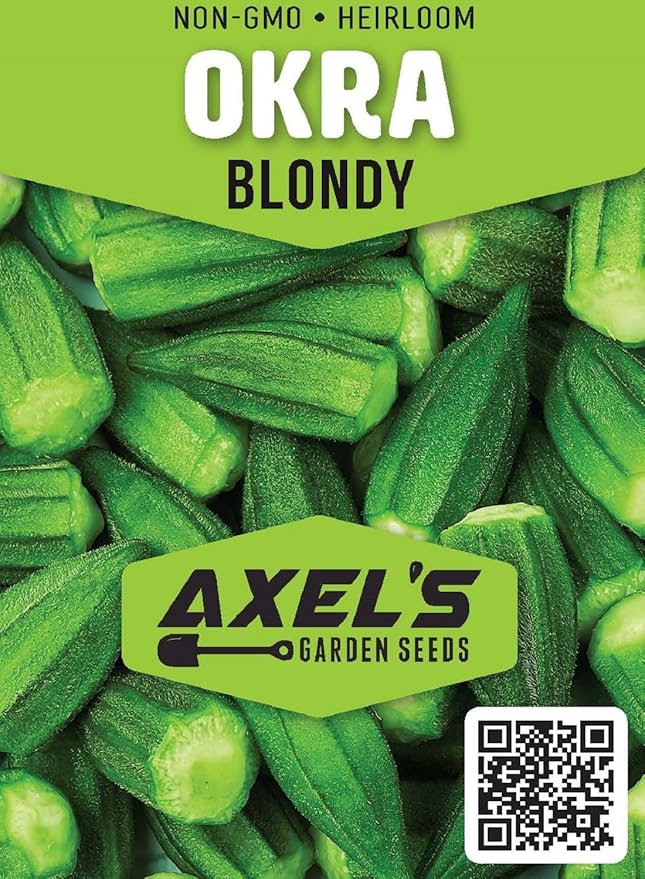 Okra Seeds for Planting - Plant & Grow Blondy Okra in Home Outdoor Garden - Heirloom & Non GMO - Planting Instructions for Abundant Harvests, Great Gardening Gift, 5 Packets