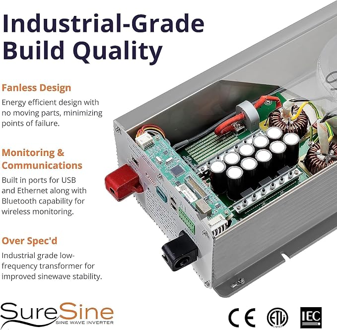 Morningstar SureSine 700W Pure Sine Wave Off-Grid Inverter - 48VDC, 120VAC, 60Hz, Type B AC Terminals (SI-700-48-120-60-B) - DC to AC Converter, Solar/Non-Solar Systems, Bluetooth Mobile Apps