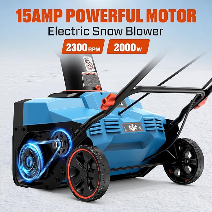 SENIX Corded Snow Blower High-Efficiency 880lbs/min, 15Amp 21 inch Electric Snow Thrower, 33FT Max Distance, 180° Rotating Chute & LED Lights ETL Certified for Driveway Sidewalk Winter Use (STE15-M)