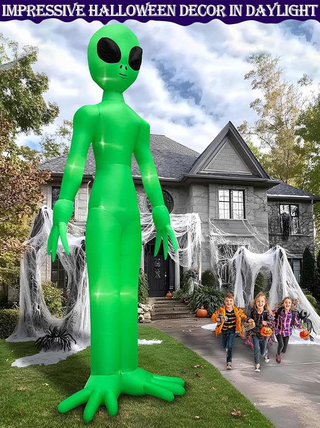 TURNMEON 14 Ft Giant Halloween Inflatable Alien Decoration with Built-in LEDs Outdoor Blow Up Alien Ghost Halloween Decor for Yard Garden Lawn Holiday Party