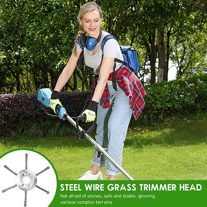 Universal Steel Wire Trimmer Head for Gas Weed Eater,7 Inch Heavy-Duty Brush Cutter Replacement Compatible with Stihl FS55, Husqvarna 128LD, Echo SRM225, and Other Models(7"+6 Blades) (2)