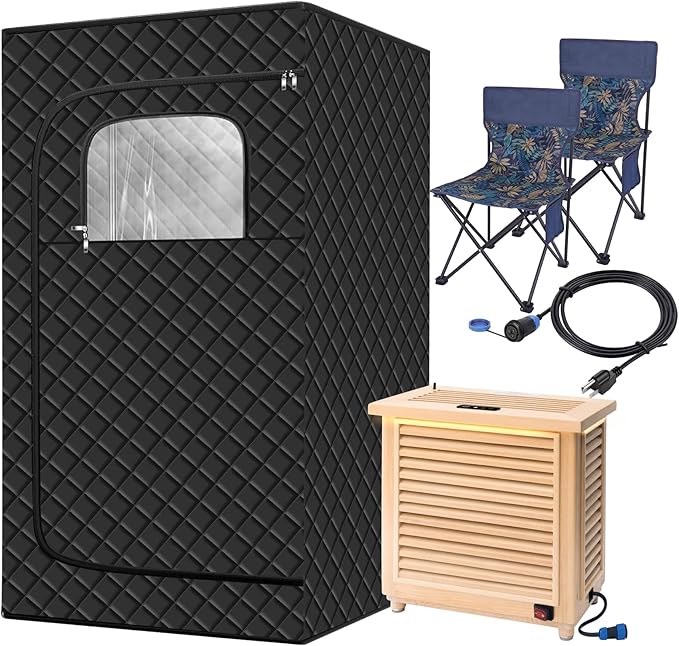 Portable Infrared Sauna Tent, Dry Sauna Box with 1500W Graphene Heater and 2 Chairs, Smart Touch and APP Control, 1-2 Person Full Body Sauna Kit for Home Spa Relaxation