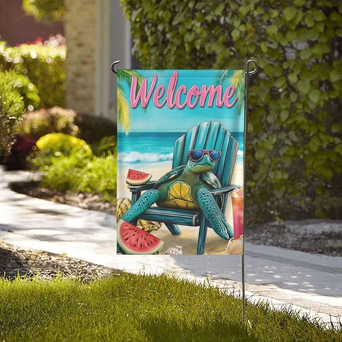 Sea Turtles Garden Flag Vertical Double Sided Outdoor Yard Flags 12.5x18 Inch Burlap Banners for House Lawn