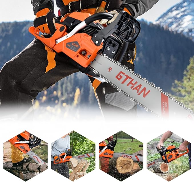 Gas Powered Chainsaw 62cc 2-Cycle Chain Saw 20 Inch Guide Bar Cordless Chainsaw Gasoline for Cutting Forest Wood Garden Trimming Tools