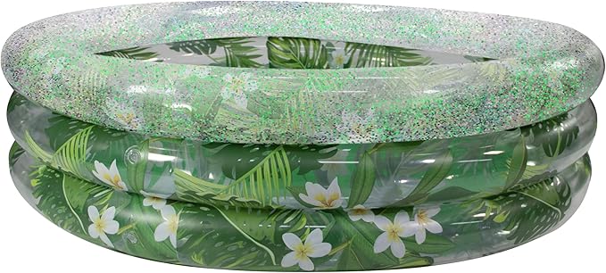 Poolcandy Inflatable Sunning Pools for up to 3 Adults (Palm & Plumeria Sunning Pool with Tropical Print)