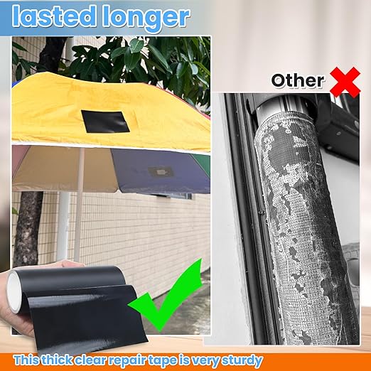 Heavy Duty Black Repair Tape for Tent, Leather, Tarp, Canopy, Awning and Boat Cover, Waterproof Inflatable Repair Patch Kit for Bounce House, Pool, Duct, Outdoor, 5 Inch x 5FT